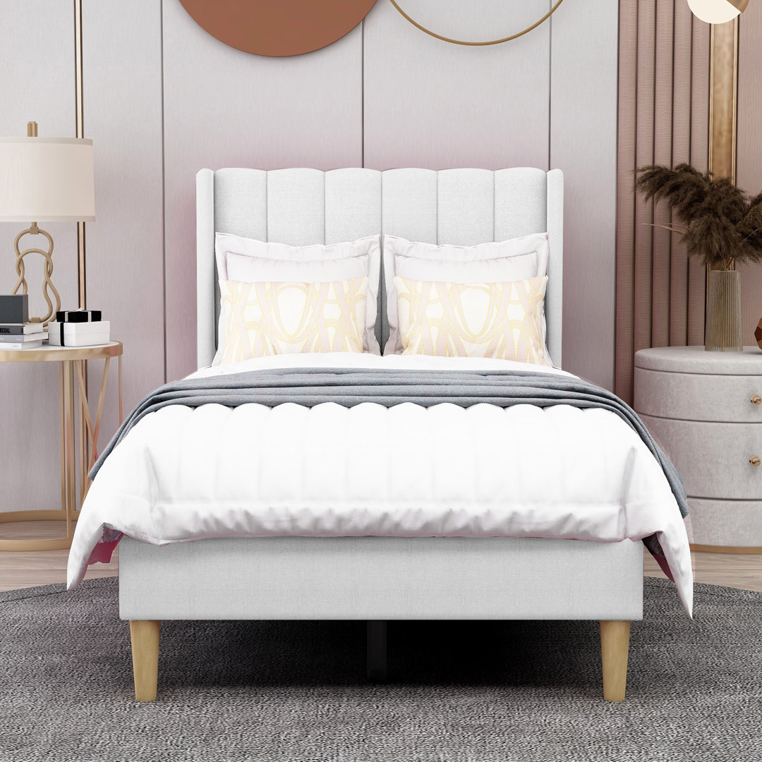 Eriksay Low Profile Upholstered Platform Bed with Wingback Headboard